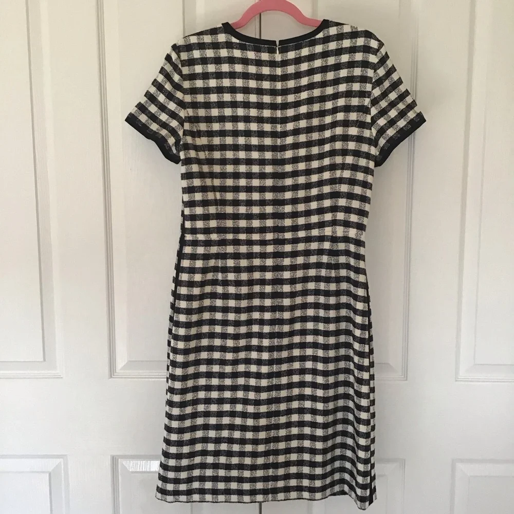 Brooks Brothers Navy and White Gingham Short Sleeve Dress with Contrast Trim - Picture 4 of 5